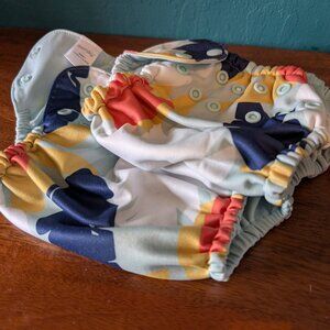 Esembly Outer Diaper Cover (Size 1) -Blue/Orange/Yellow Print